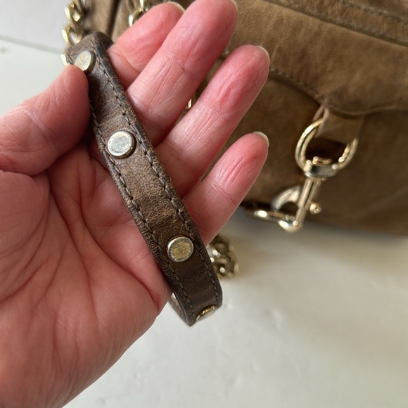 Rebecca Minkoff Mini MAC Convertible Crossbody Bag Taupe Gold Leather - Picture 2 of 15